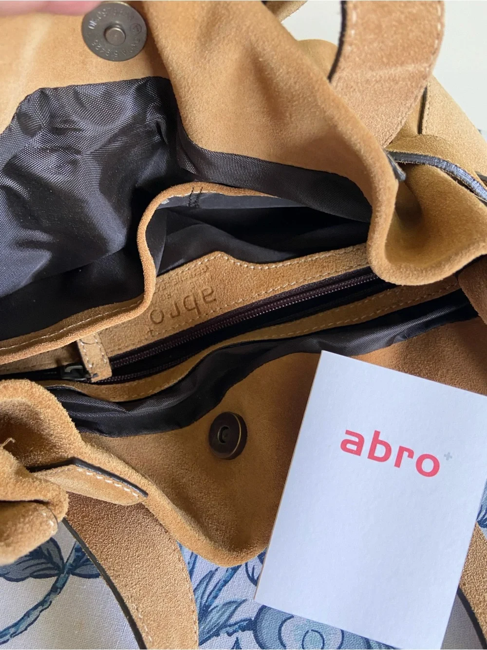 Arbo Suede Tan Shoulder Bag with Gold Hardware